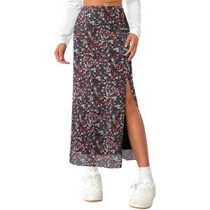 Chic Floral Mesh High Waisted Maxi Skirt - Perfect for Parties & Vacations